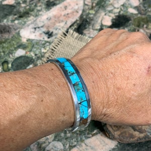 Mixed Turquoise Aluminum Cuff Bracelet. 3.5X 14 mm Thick and Wide.