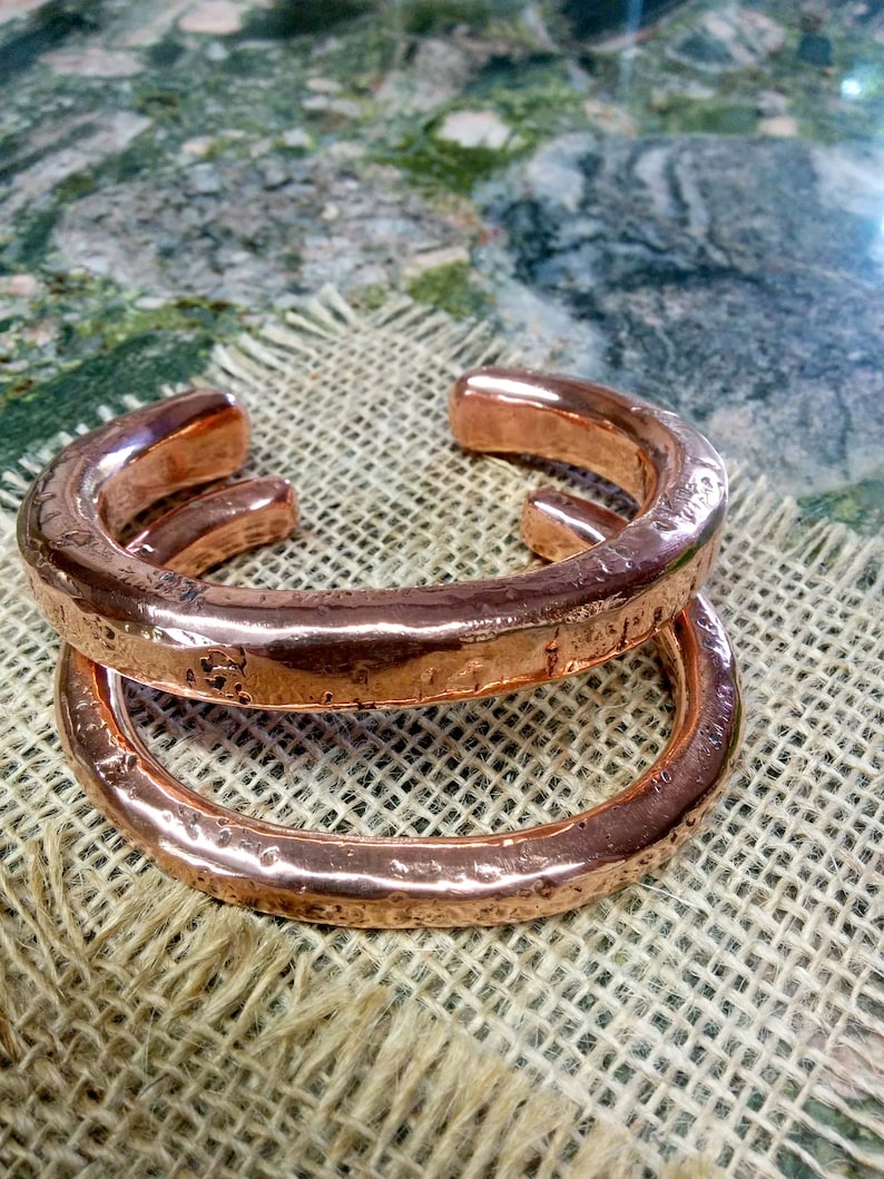 Hammered Heavy Copper Cuff Bracelet Shiny. 10 12 mm Thick. Etsy
