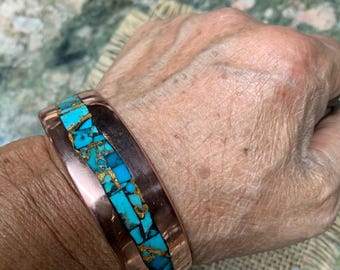 ブレスレット Monday Edition _ Ice Water Bracelet Gold Vein King Man Turquoise Copper Cuff Bracelet. Alaska