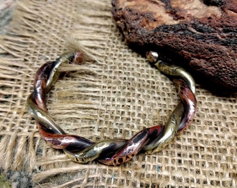 Forged Cuff Bracelet.  Copper and Brass Mixed.  8.25 X 10 mm Thick and Wide.