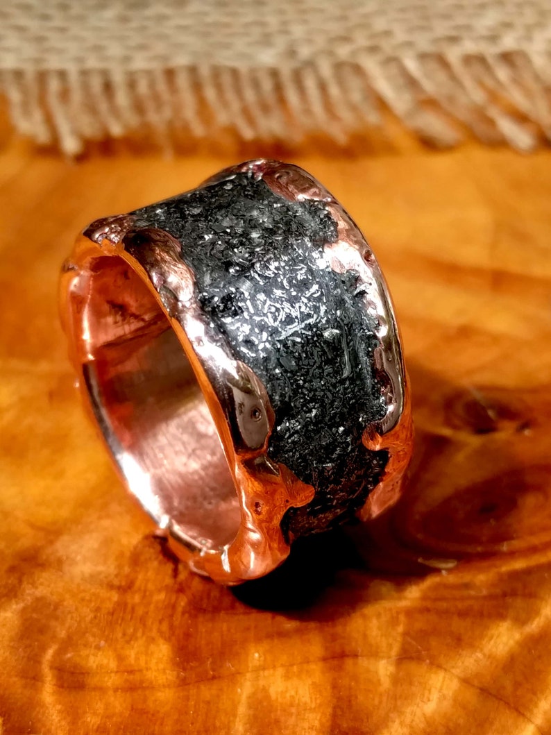 Men's Meteorite Copper Ring Band. 3 mm X 12 14 19mm Etsy