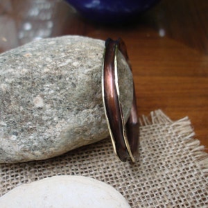 Bronze Bangle. 7-8mm Wide.  Black and Copper Oxidized.