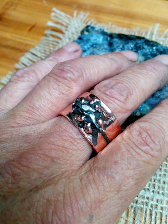 Meteorite Copper Cuff Ring. 12mm 15mm Wide. Cuff and Band. | Etsy