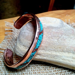 Turquoise and Coral Inlay Turquoise Cuff Bracelet. 0.75 , 0.5 Wide. - Etsy