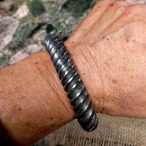 Twisted 12 mm Titanium Cuff Bracelet.  Rustic Burnished. Grade 2 titanium.