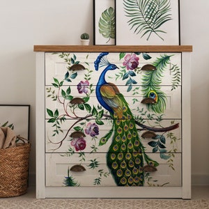 Large Decoupage Paper for Furniture - Decoupage Art - Rice Paper for Decoupage - Decoupage Transfers - Peacock Decoupage