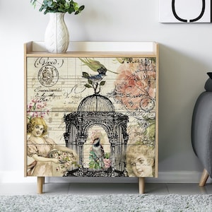 Large Decoupage Paper - Decoupage Art - Rice Paper for Decoupage - Decoupage Transfers - Vintage Decoupage - Little Girl Bird Nest