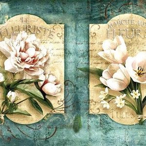 Vintage bloemmotief - decoratief decoupagepapier - voor meubels - groot formaat opties [groen wit geel]