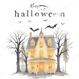Halloween Collection - Large Decoupage Paper - 6 Size Options  - Haunted House - Happy Halloween