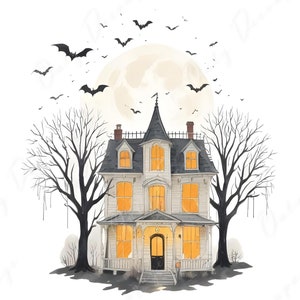 Halloween Collection - Large Decoupage Paper - 6 Size Options  - Haunted House - Bat