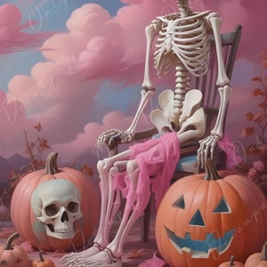 Large Decoupage Paper for Furniture - 6 Size Options - Halloween Collection - Surfer Skeleton