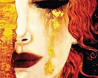 Girl with Red Hair - Decorative Decoupage Paper - for Furniture - Large Size Options [ Red Yellow Brown ]