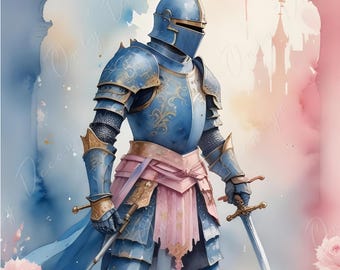 Fairytale - Large Decoupage Paper - 6 Size Options  - Pinky Chivalry - Sword - Flowers