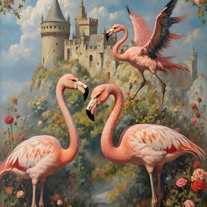 Alice nel Paese delle Meraviglie - Carta per Decoupage - 6 Dimensioni - Fenicottero Rosa - Castello