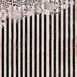 Motif à rayures - Papier de découpage décoratif - pour meubles - Options de grande taille [ Noir rose ]