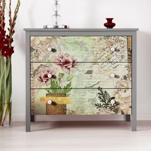 Decoupage floreale vintage con margherita bianca - Arte del decoupage - Carta di riso di grandi dimensioni per decoupage - Artigianato per decoupage - Trasferimenti per decoupage