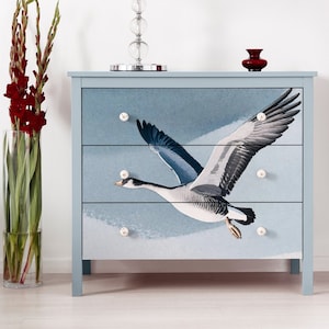 Ganso Volador - Papel de Decoupage Grande para Muebles - Papel de Arroz - Papel de Decoupage - Azul