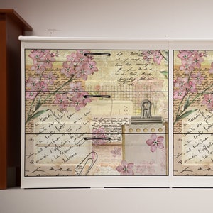 Decoupage floral vintage com margaridas brancas - Arte em decoupage - Papel de arroz grande para decoupage - Artesanato em decoupage - Transferências para decoupage