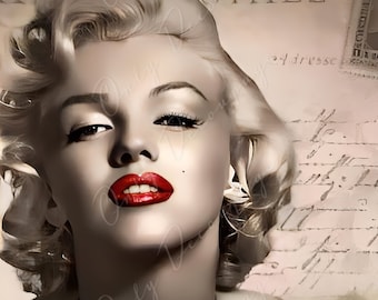 Large Decoupage Paper for Furniture - Rice Paper for Decoupage - Marilyn - Vintage Decoupage
