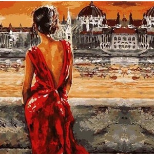 Carta per decoupage - Decoupage per mobili - Carta di riso di grandi dimensioni - donna in abito rosso