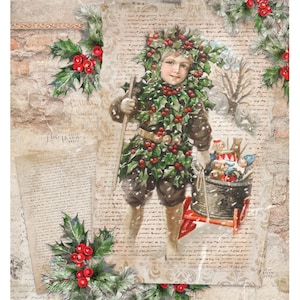Christmas Collection - Large Decoupage Paper - 6 Size Options - Santa Claus