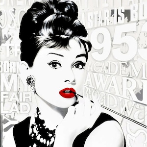 Audrey - Carta decorativa per decoupage - Decoupage per mobili - Carta di riso di grandi dimensioni - Labbra rosse
