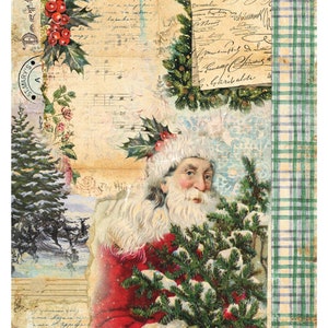 Christmas Collection - Large Decoupage Paper - 6 Size Options - Santa Claus