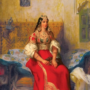 Bella donna in abito rosso dall'Oriente - Carta per decoupage per mobili - Carta velina - Decoupage vintage [Serie orientale]