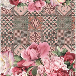 Autentyczne kwiaty w formie wzoru - duży decoupage do mebli - papier ryżowy - decoupage vintage - papier decoupage