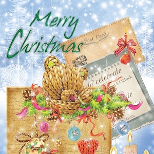 Buon Natale - Candela - Caro Babbo Natale - Regalo - Cavallo - Carta decorativa natalizia - Decoupage per mobili - Opzioni di grandi dimensioni