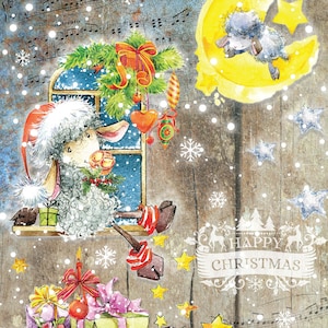 Vintage  Merry Christmas - Decorative Christmas Paper - Decoupage for Furniture - Large Size Rice Paper for Decoupage