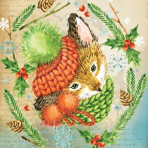Ravissant renard - Joyeux Noël - Papier de Noël décoratif - Décoration pour meubles - Papier de riz grand format pour décoration