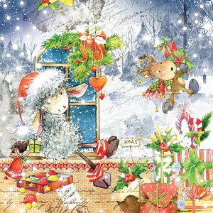 Vintage  Merry Christmas - Decorative Christmas Paper - Decoupage for Furniture - Large Size Rice Paper for Decoupage