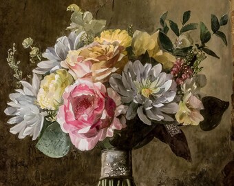 Papel de decoupage floral - Papel de arroz para muebles - Fondo oscuro - Flores de primavera