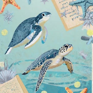 Vida Marina - Papel de Decoupage Grande para Muebles - Papel de Arroz - Papel de Decoupage - Tortuga Marina - Estrella