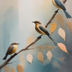 Papel de decoupage grande para muebles - Papel de arroz - Otoño dorado - Papel de decoupage - Decoupage de pájaros