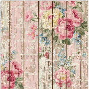 Large Rice Paper for Decoupage - Furniture Decoupage - Vintage Decoupage - Floral Decoupage Paper - Old Wooden Floor Roses