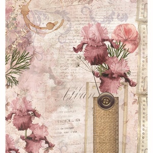 Decoupage floral vintage - Arte con decoupage - Papel de arroz grande para decoupage - Manualidades con decoupage - Transferencias para decoupage