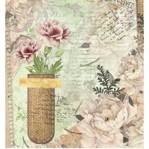 Decoupage floral vintage - Arte con decoupage - Papel de arroz grande para decoupage - Manualidades con decoupage - Transferencias para decoupage