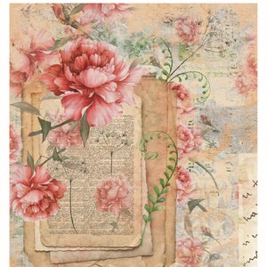 Rosas Vermelhas - Decoupage Floral Vintage - Arte Decoupage - Papel de Arroz Grande para Decoupage - Artesanato Decoupage - Transferências Decoupage