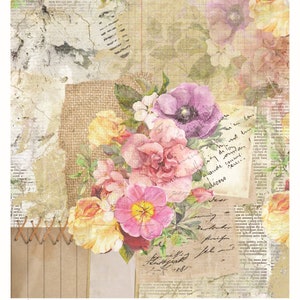 Decoupage floral vintage - Arte con decoupage - Papel de arroz grande para decoupage - Manualidades con decoupage - Transferencias para decoupage