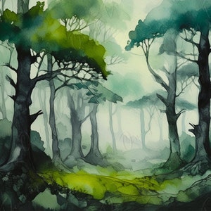 Large Decoupage Paper for Furniture - 6 Size Options - Green Misty Forest