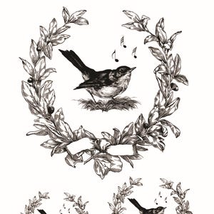 Easy Furniture Transfer - Decor Transfer - Furniture Upcycling - Floral Transfer - Vintage Bird