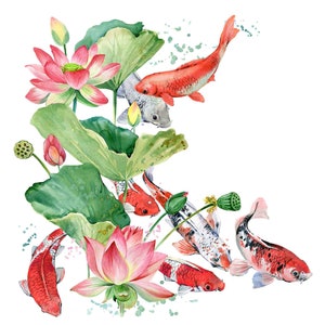 Exotic Fish - Carta Decoupage per Mobili - Carta Artigianale Floreale - Carta Velina - Carta di Riso Decoupage - Carta Decoupage Vintage - Arancione