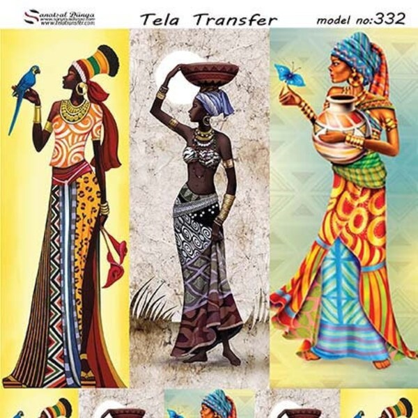 Femmes africaines - Papier de découpage décoratif - pour meubles - Options de grande taille [ Coloré ]