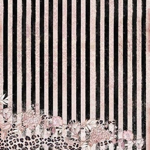 Stripe Pattern - Decorative Decoupage Paper - for Furniture - Large Size Options [ Black Pink ]