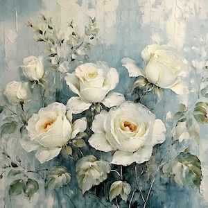 Rose bianche - Carta per decoupage grande - Decoupage in carta di riso per mobili - Blossom - Decoupage floreale