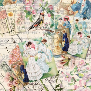 Papel de Decoupage Floral Feminino - Arte de Decoupage - Papel de Arroz Grande para Decoupage - Transferências para Decoupage