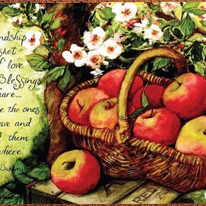 Koszyk z jabłkami - Papier dekoracyjny do decoupage'u - do mebli - Opcje dużego rozmiaru [Czerwony Żółty Zielony]