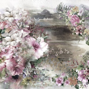 Large Decoupage for Furniture - Rice Paper - Vintage Decoupage - Floral Decoupage Paper - White Flowers